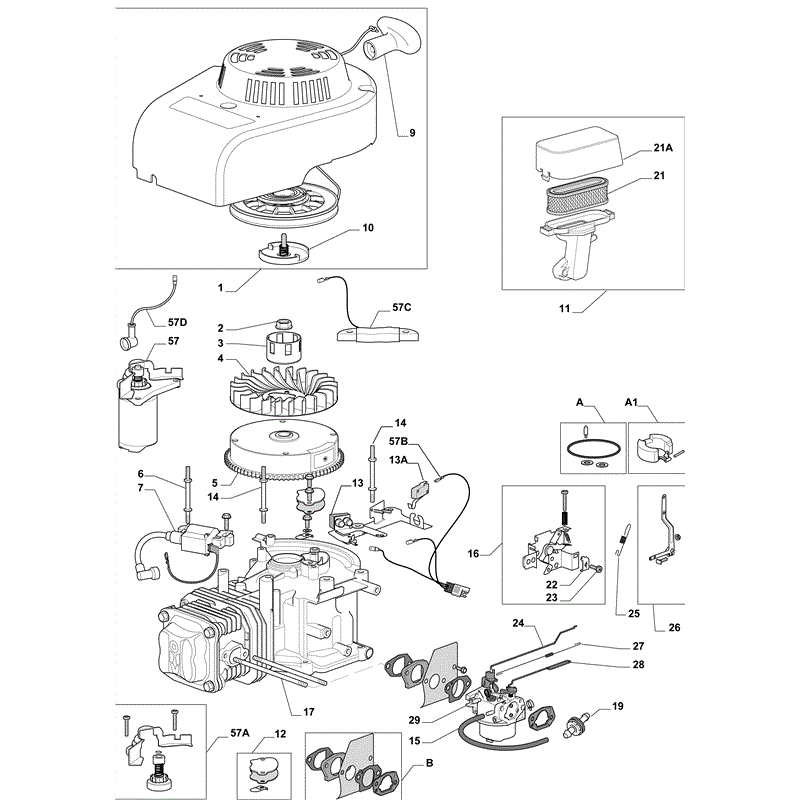 Castel / Twincut / Lawnking WBE0704ES-RO (2010) Parts Diagram, Page 1