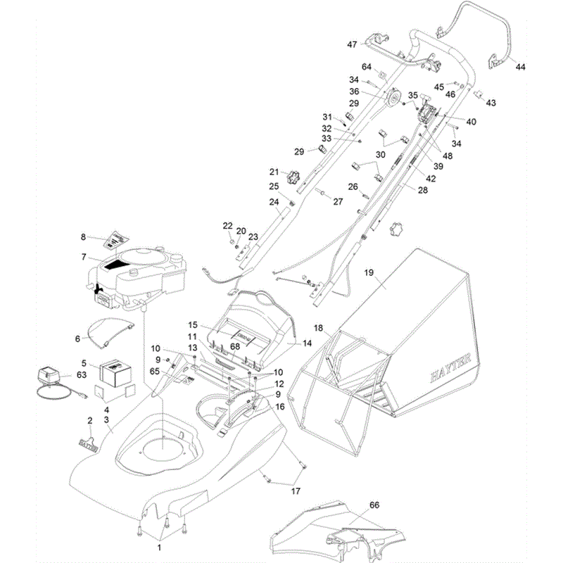 Hayter Harrier 56 (561) Lawnmower (561H315000001-561H315999999 ) Parts Diagram, Upper Mainframe