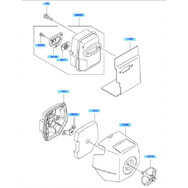 Kawasaki KRH300A (HG300B-BS50) Parts Diagram, Air Filter & Muffler