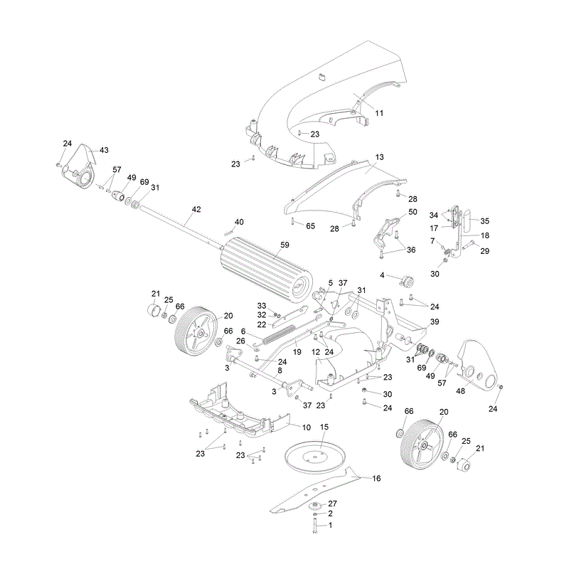 Hayter Spirit 41 Push Rear Roller Lawnmower (617) (617J400000000 AND UP) Parts Diagram, Lower Deck