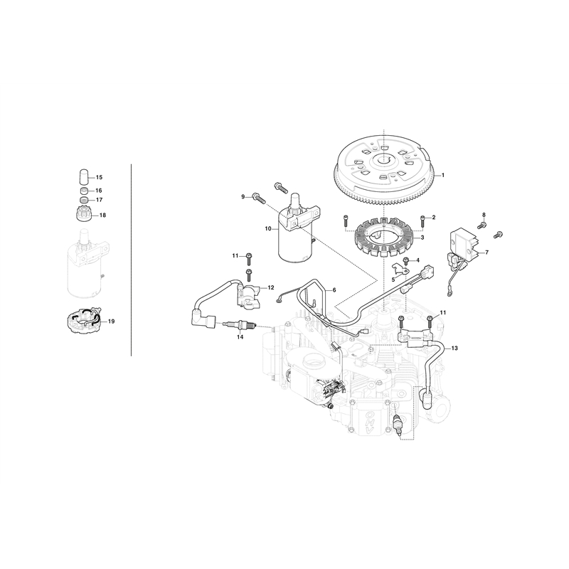 Mountfield 1638H Twin Lawn Tractor (2T2630483-M21 [2021]) Parts Diagram, Ignition Coil, Starter Motor, Flywheel