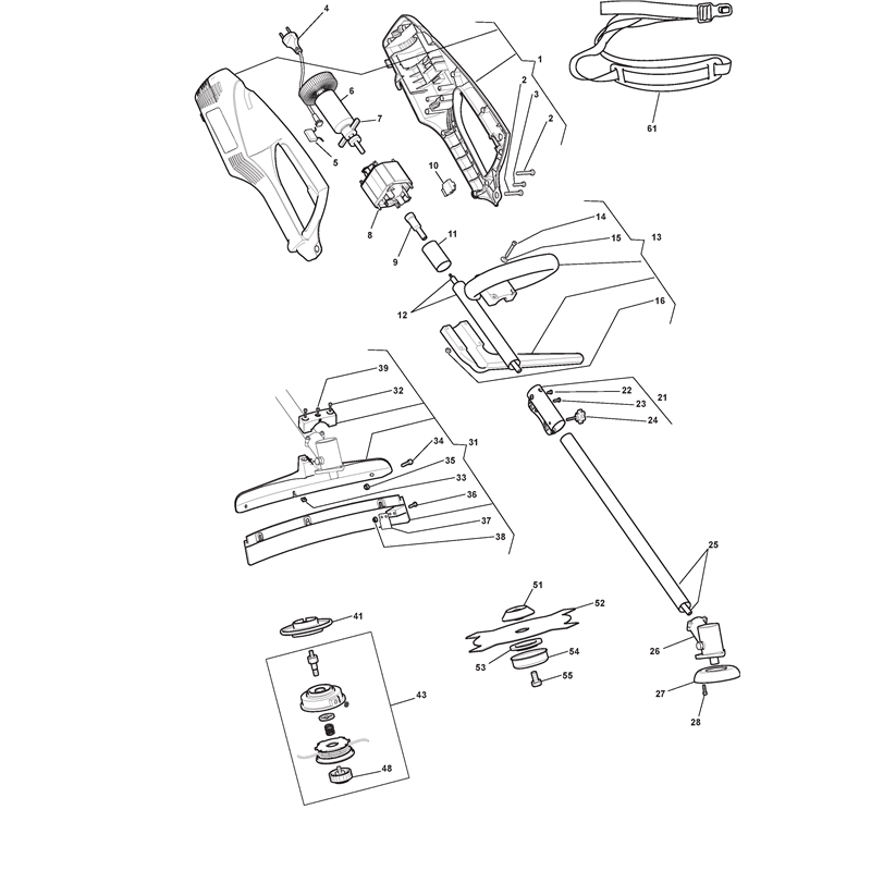 Mountfield MB 1000 J (291820103-M08 [2010]) Parts Diagram, Electric grass trimmer