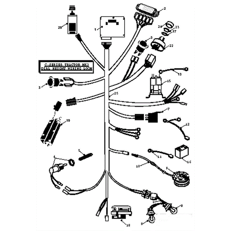 Countax C Series Lawn Tractor 2001 - 2003 (2001 - 2003) Parts Diagram, Dial Height Wiring Loom
