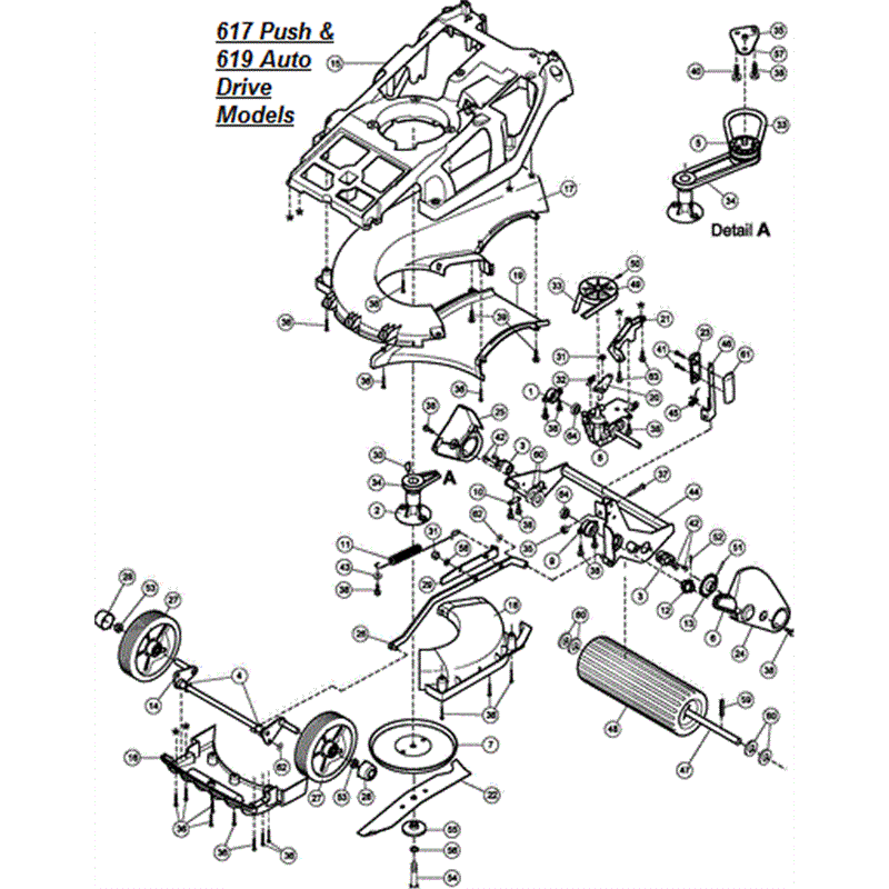 Hayter Spirit 41 Push Rear Roller Lawnmower (617) (617E311090001 - 617E311999999) Parts Diagram, Lower Mainframe