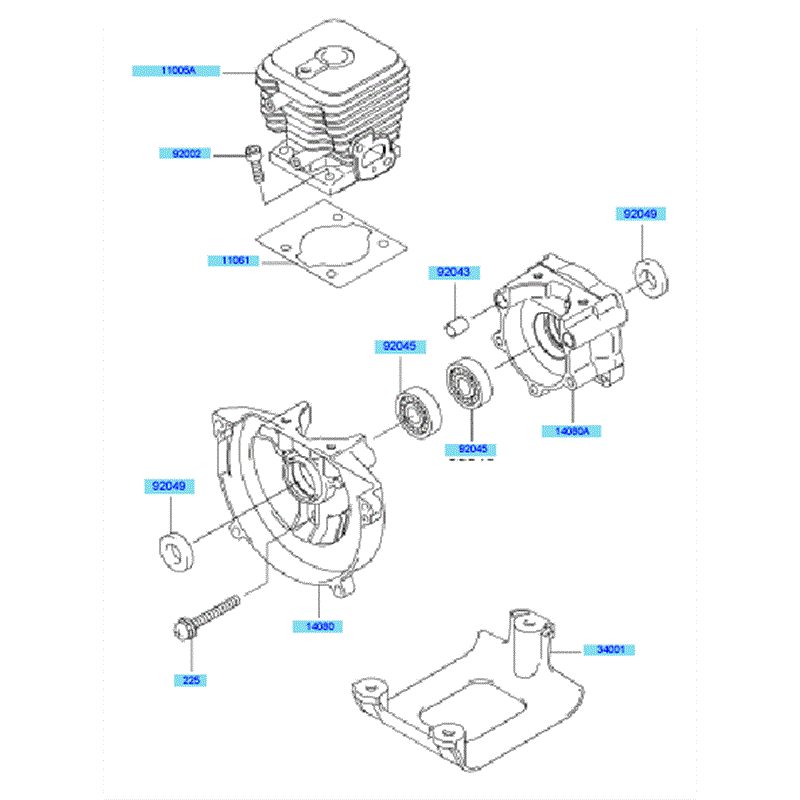 Kawasaki KBH27A  (HA027F-BS50) Parts Diagram, Cylinder - Crankcase
