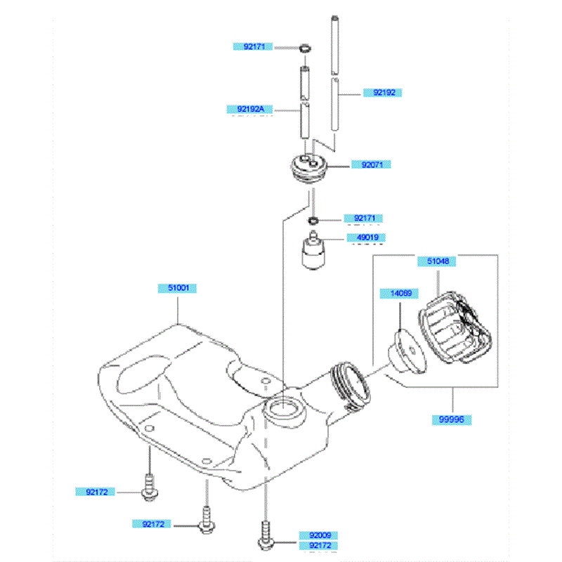 Kawasaki KBL27B (HA027S-BS50) Parts Diagram, Fuel Tank	 Fuel Valve