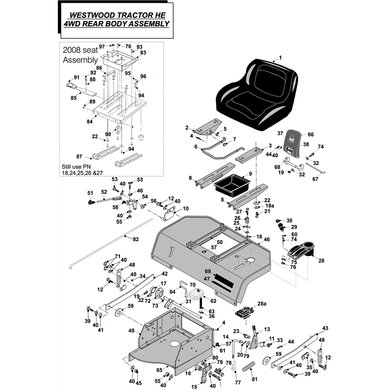 Westwood T Series 4WD Kawasaki 2010 (2010) Parts Diagram, HE Rear Body Assembly