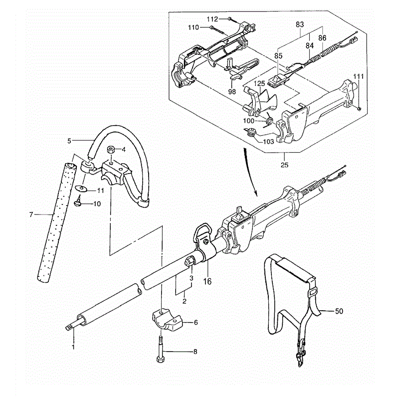 Tanaka THP-270S (1649-H49) Parts Diagram, THROTTLE LEVER/HANDLE