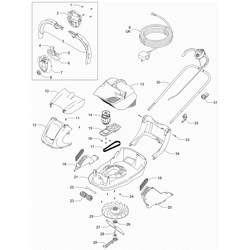 Flymo Glider  (9660192-01) Parts Diagram, Page 1