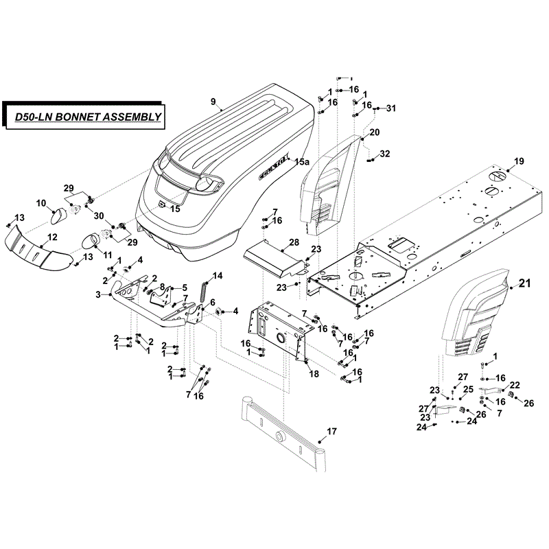 Countax D50LN Lawn Tractor 2009 (2009) Parts Diagram, BONNET ASSY