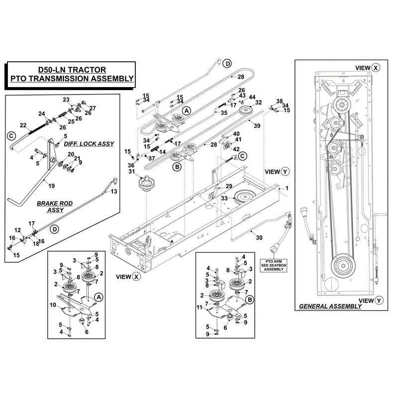 Countax D50LN Lawn Tractor 2009 (2009) Parts Diagram, PTO TRANSMISSION ASSY