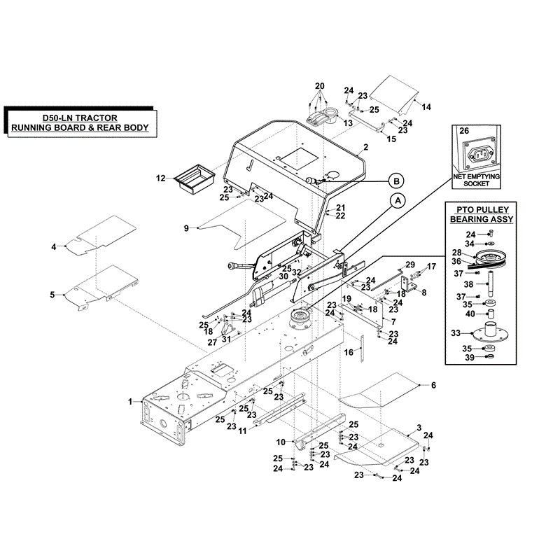 Countax D50LN Lawn Tractor 2009 (2009) Parts Diagram, RUNNING BOARD & REAR BODY ASSEMBLY