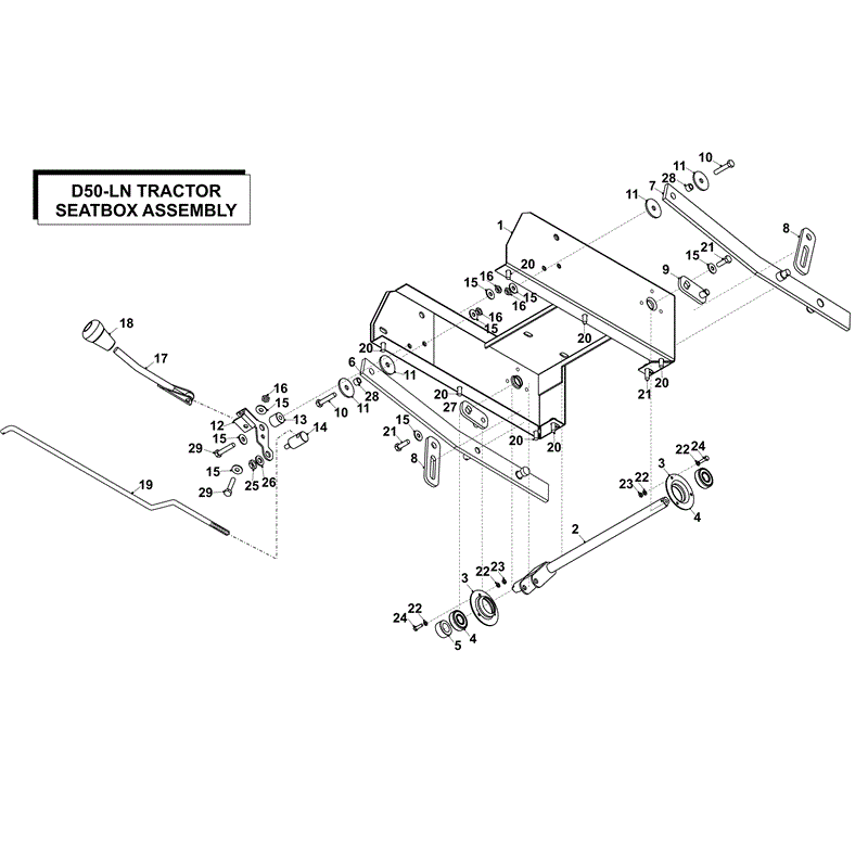 Countax D50LN Lawn Tractor 2009 (2009) Parts Diagram, SEATBOX ASSEMBLY