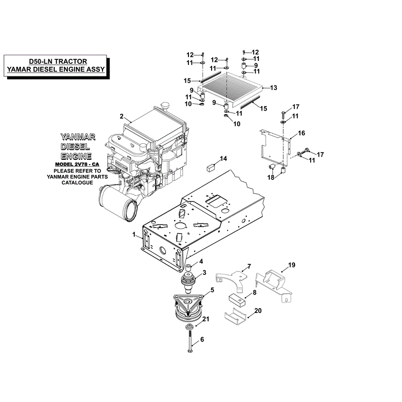 Countax D50LN Lawn Tractor 2009 (2009) Parts Diagram, ENGINE & BLADE CLUTCH