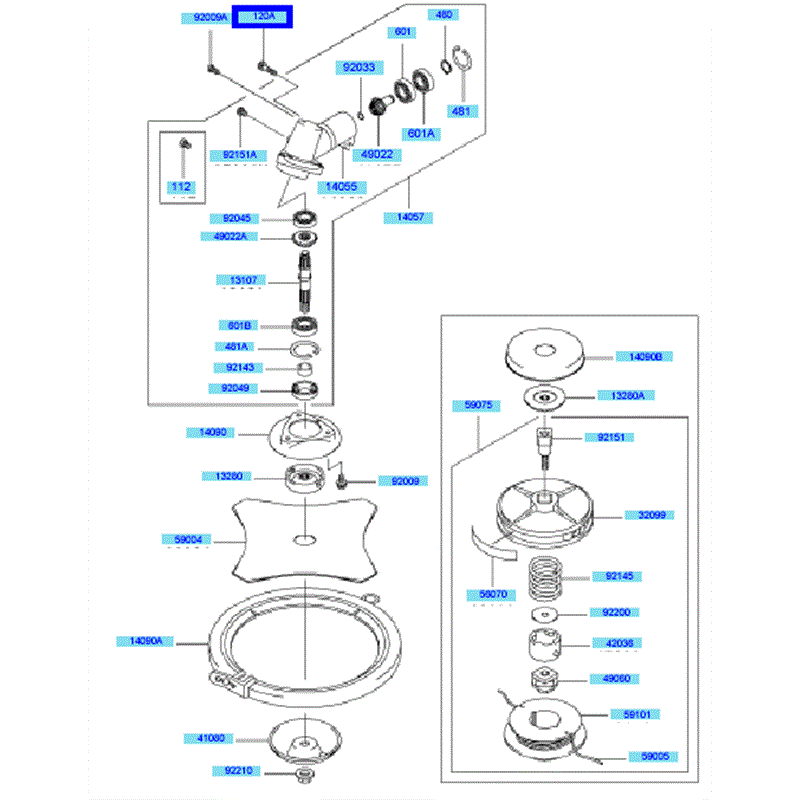 Kawasaki KBL45A (HA045A-AS50) Parts Diagram, Case/ Cutter