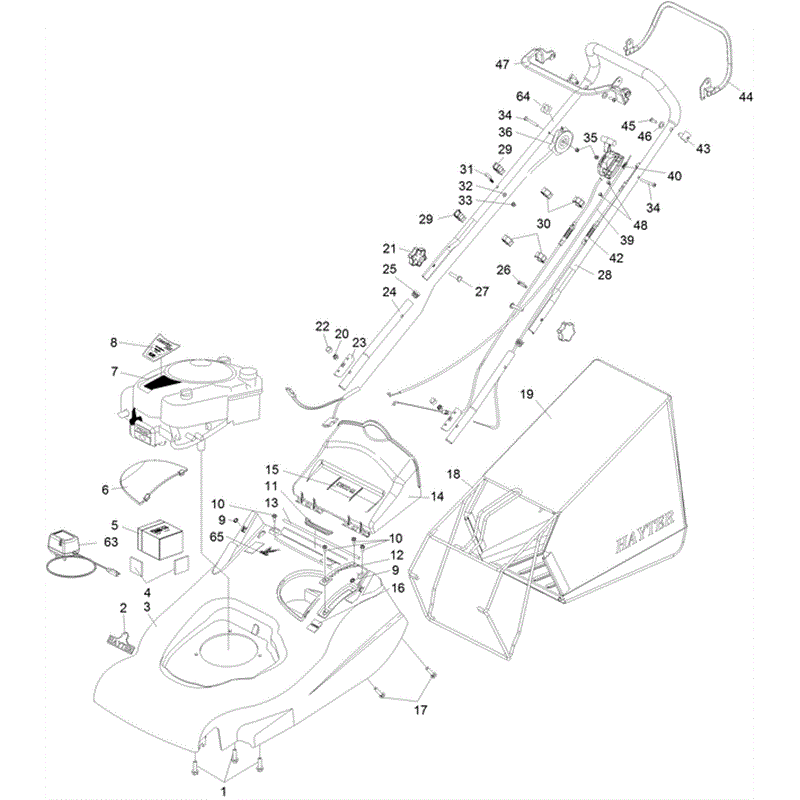 Hayter Harrier 56 (561) Lawnmower (561H313000001-561H313999999) Parts Diagram, Upper Mainframe