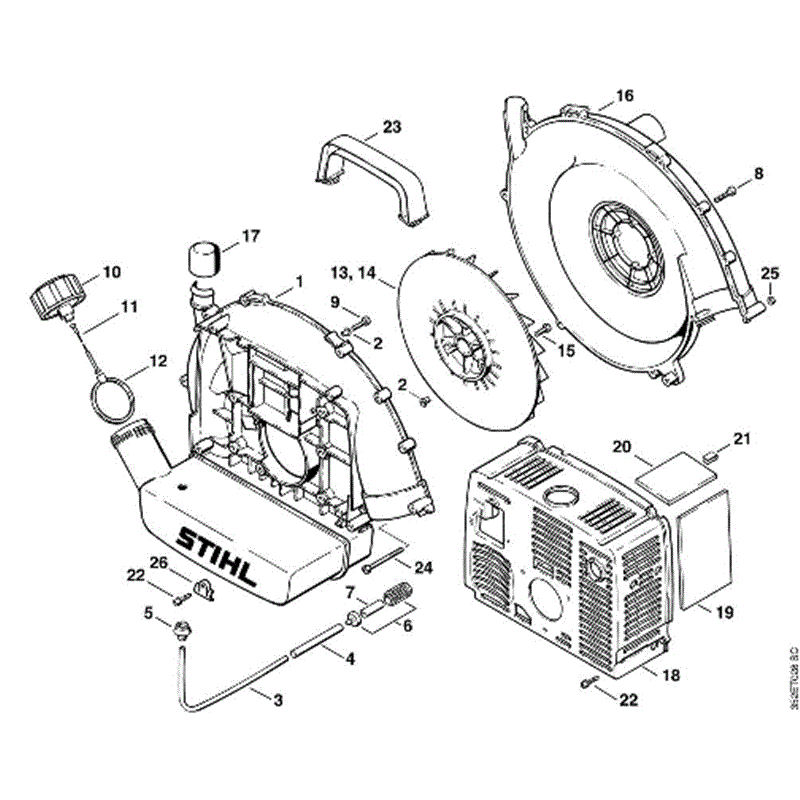 Stihl BR 400 Backpack Blower (BR 400) Parts Diagram, F-Fan housing