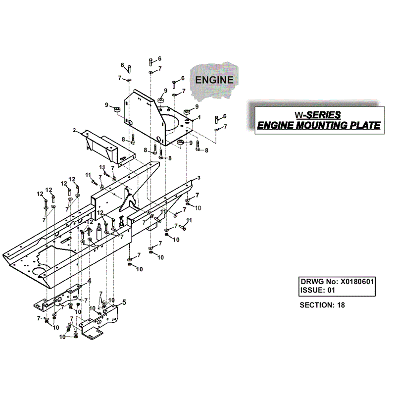 Westwood 2007 W Series Lawn Tractors (2007) Parts Diagram, W Series Engine Mounting Plate