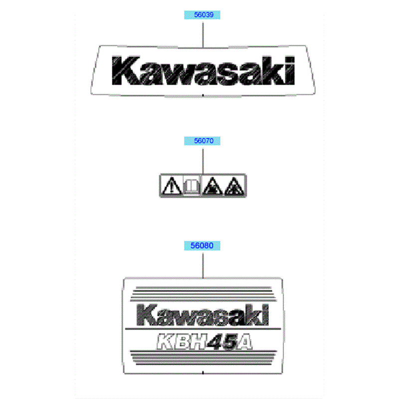 Kawasaki KBH45A  (HA045B-BS50) Parts Diagram, Labels