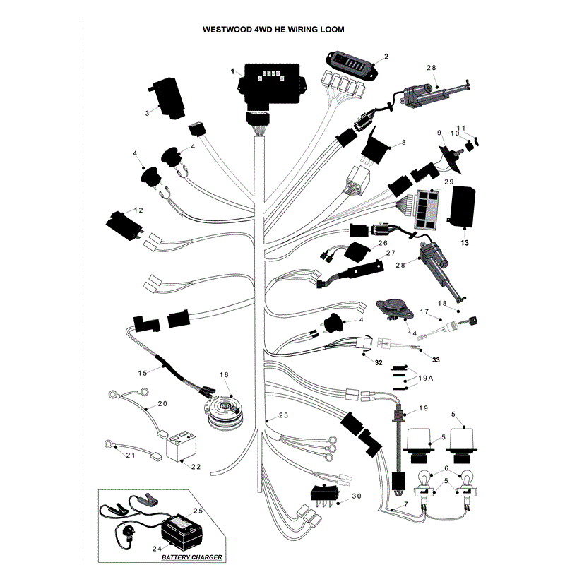 Westwood T Series 4WD Kawasaki 2010 (2010) Parts Diagram, HE Wiring Loom