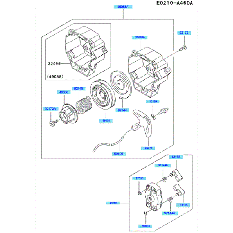 Kawasaki KBL35A (HA035A-BS50) Parts Diagram, Starter