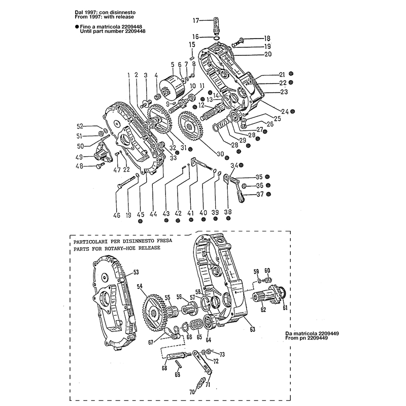 Bertolini 213 (213) Parts Diagram, Unit transmission with release (From 1997)