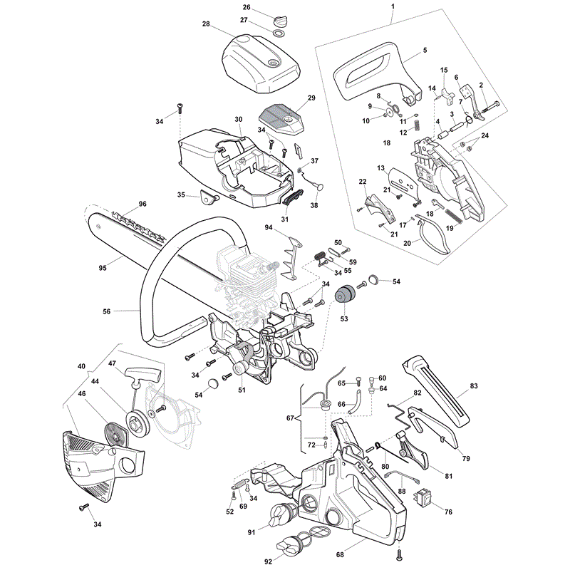 Mountfield MCSP40 Chainsaw 40cc (2012) Parts Diagram, Page 2