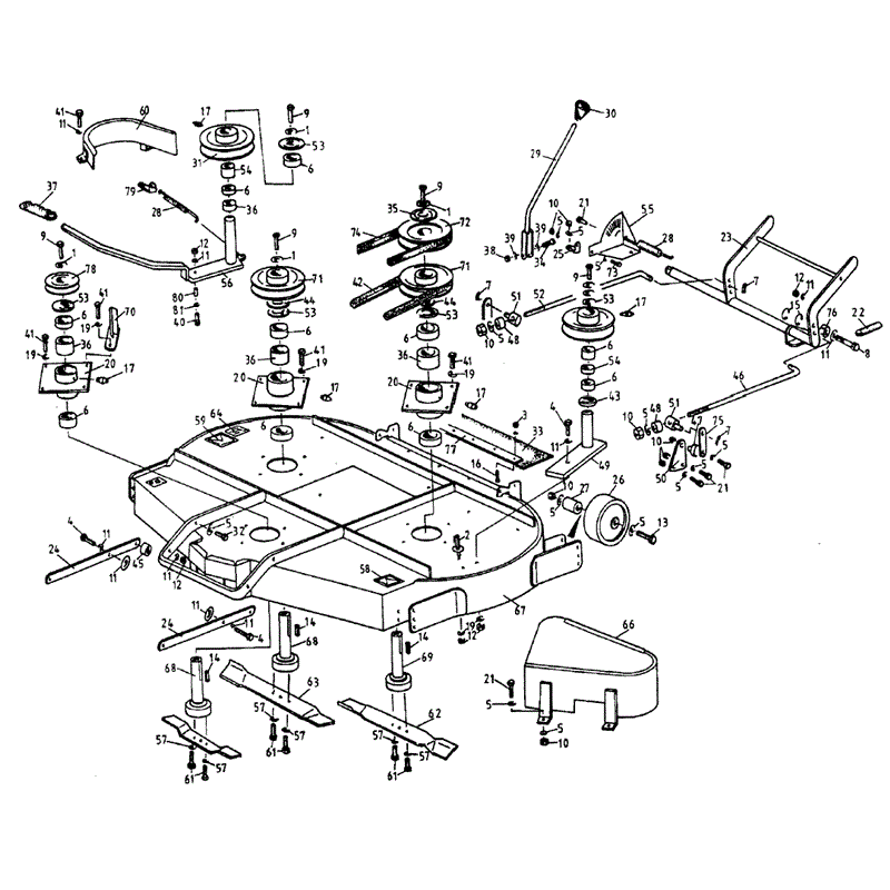 1994 S-T & 1000 SERIES WESTWOOD TRACTORS	 (1994) Parts Diagram, 42" contra-rotating cutter deck (part no 8373)