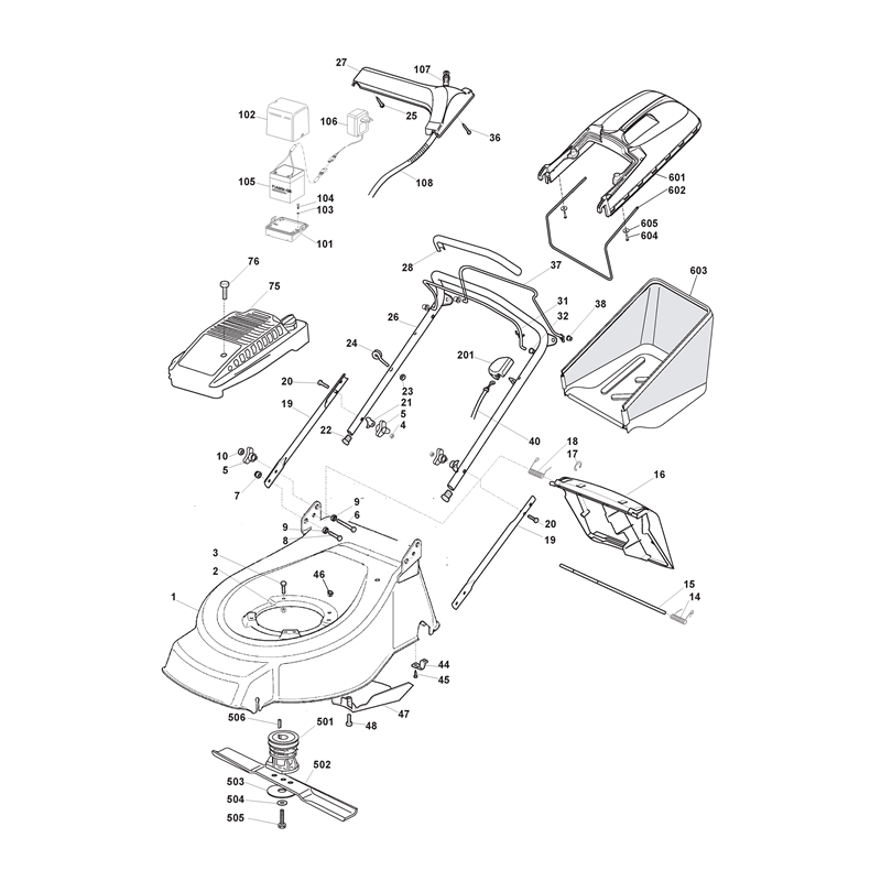 Mountfield 46RPD Petrol Lawnmower (23-3781-72 [2003]) Parts Diagram, Chassis Grass Collector