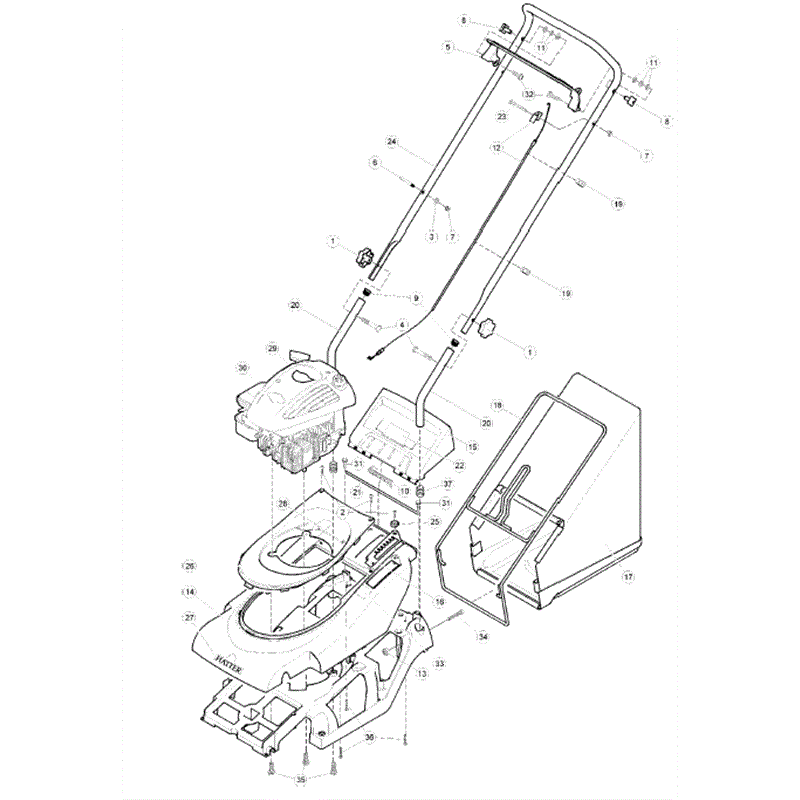 Hayter Spirit 41 Wheeled Lawnmower (616) (616E270000001 onwards) Parts Diagram, Upper Mainframe