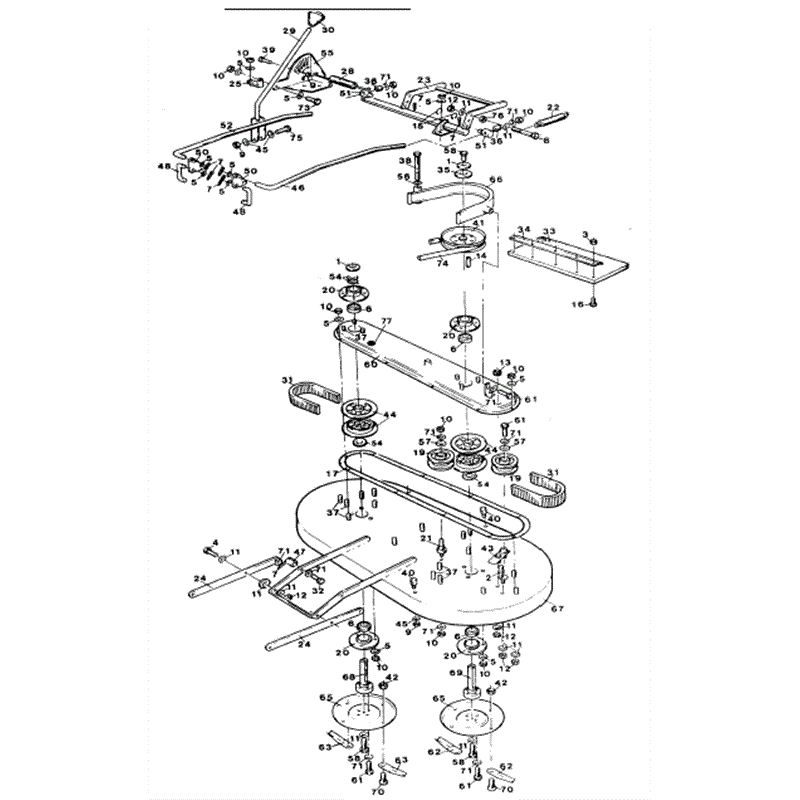 1992  SERIES 2000 WESTWOOD TRACTORS (1992) Parts Diagram, 42" contra rotating cutter deck