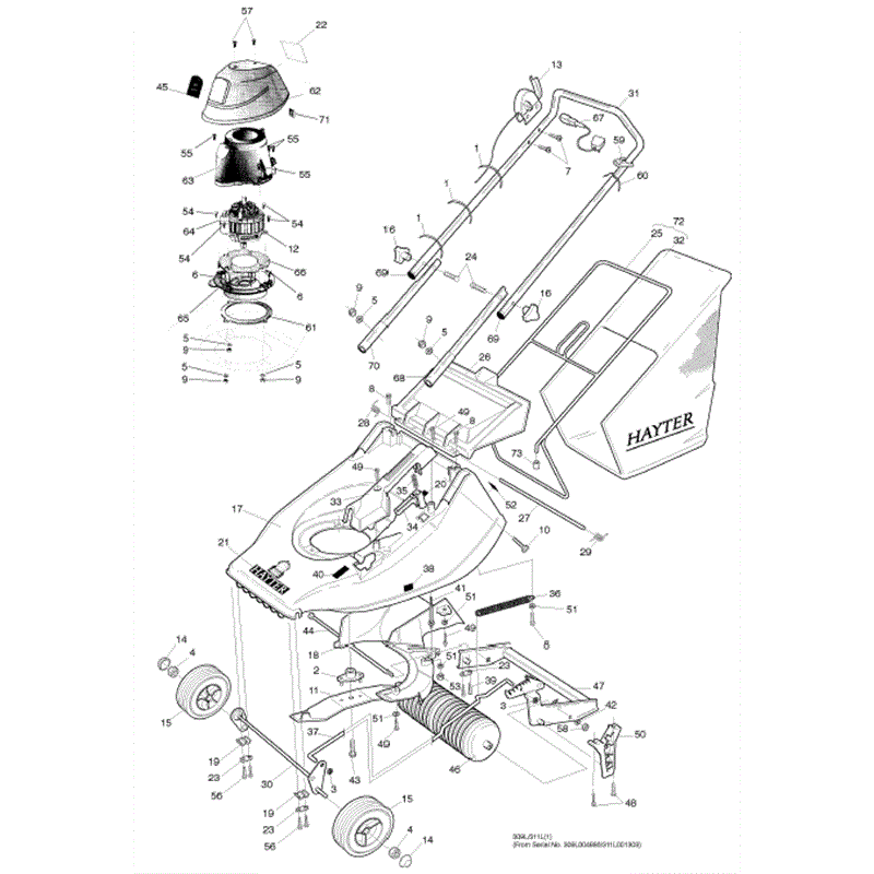 Hayter Harrier 41 (309) Lawnmower (309L004886-309L099999) Parts Diagram, PSEI678 Mainframe