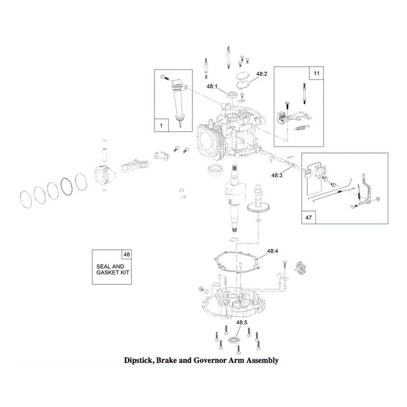 Hayter Harrier 56 (574A) Lawnmower (574A - 404000000 - 999999999) Parts Diagram, Dipstick, Brake & Governor Assy