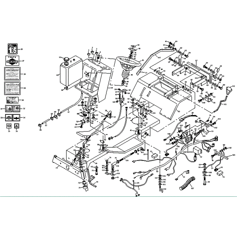 1996 T & 1000 SERIES WESTWOOD TRACTORS (1996) Parts Diagram, Steering, Gear Change and Electrical Controls – T1400, T1800 and T1600 Early