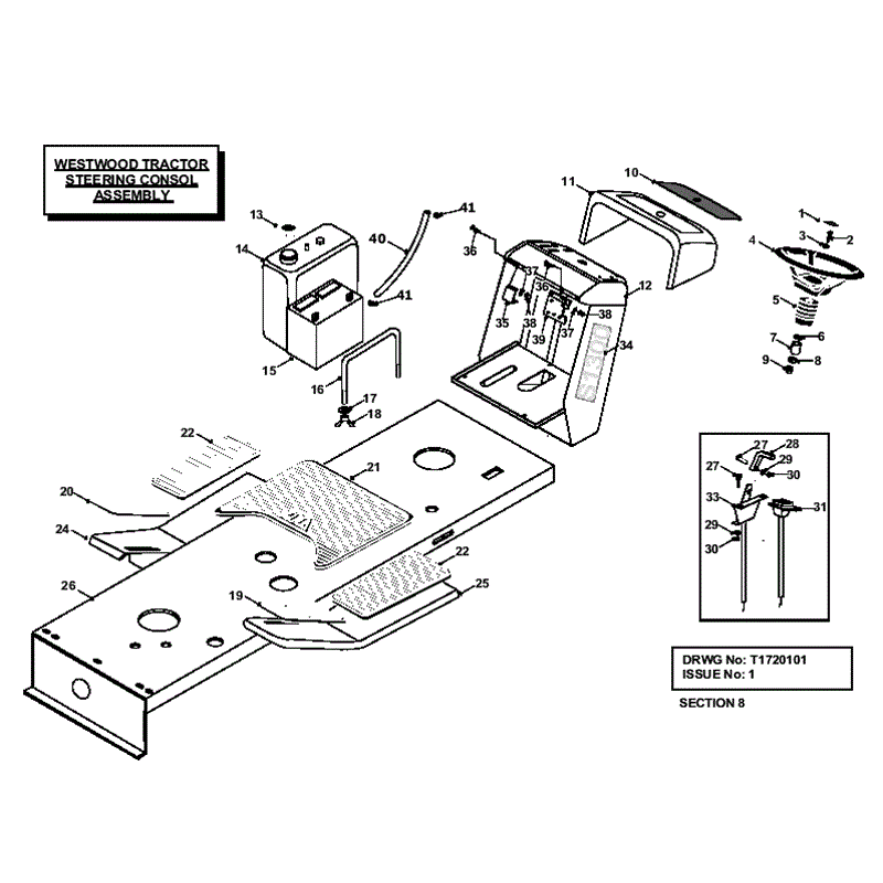 Westwood 2000 - 2001 S&T Series Lawn Tractors (2000-2001) Parts Diagram, Steering Console Assembly