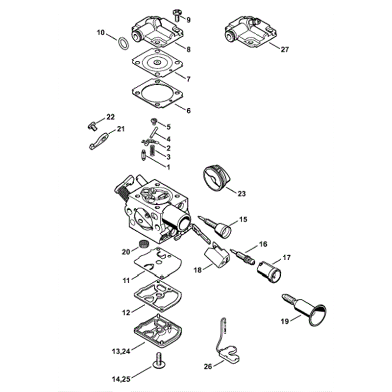 Stihl MS 261 Chainsaw (MS261 VW) Parts Diagram, Carburetor C1Q-S178B