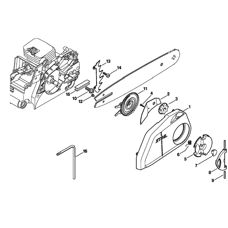 Stihl MS 180 Chainsaw (MS180C-BEZ) Parts Diagram, Quick Chain Tensioner