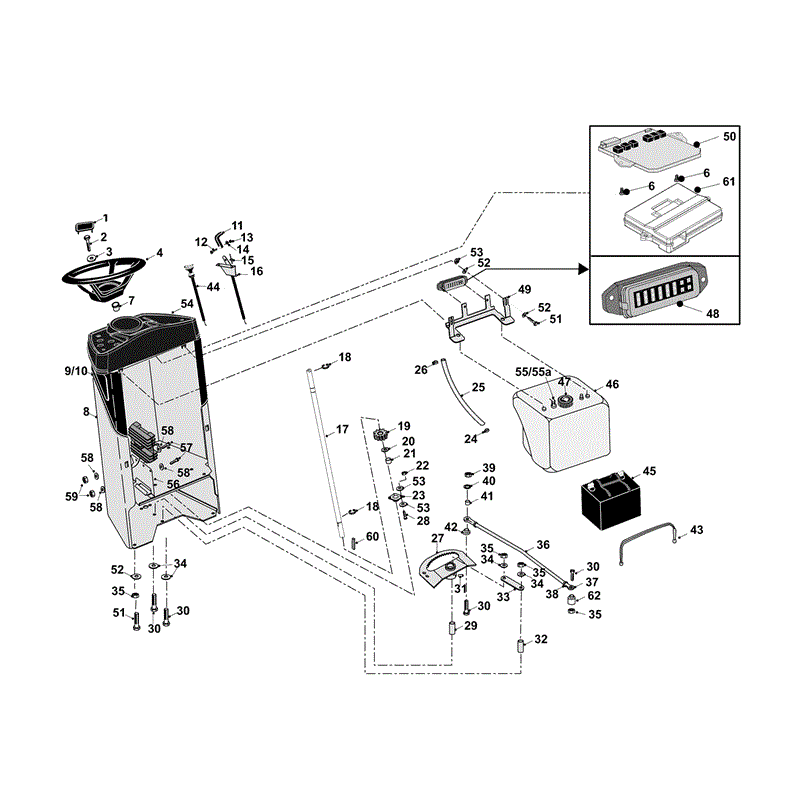 Westwood 2008-2011 S130 Mini Lawn Tractor (2008-2011) Parts Diagram, Consol & Steering Assembly