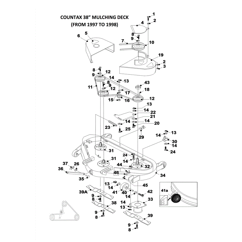 Countax 38" Mulch Deck 1997 - 1998 (1997 - 1998) Parts Diagram, Page 1