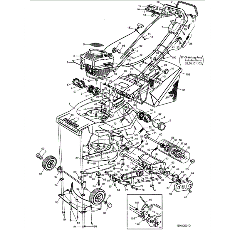 Hayter Harrier 48 (480) Lawnmower (480S001001-480S099999) Parts Diagram, Mainframe Assembly