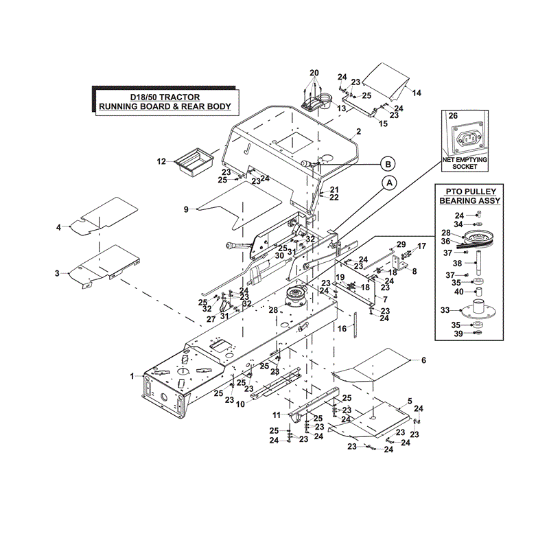 Countax D18-50 Lawn Tractor 2004 -  2006  (2004 - 2006) Parts Diagram, RUNNING BOARD & REAR BODY