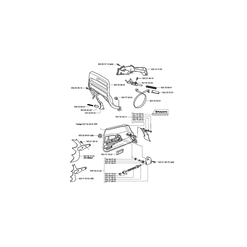 Husqvarna 372XP Chainsaw (2003) Parts Diagram, Page 1