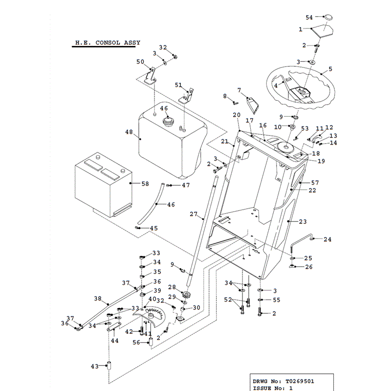 Countax K Series Lawn Tractor 1995 (1995) Parts Diagram, K15 HE (Kohler) Consol