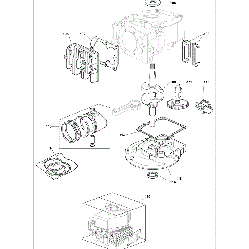 Mountfield M150 Series 150 Engine (2010) Parts Diagram, Page 2