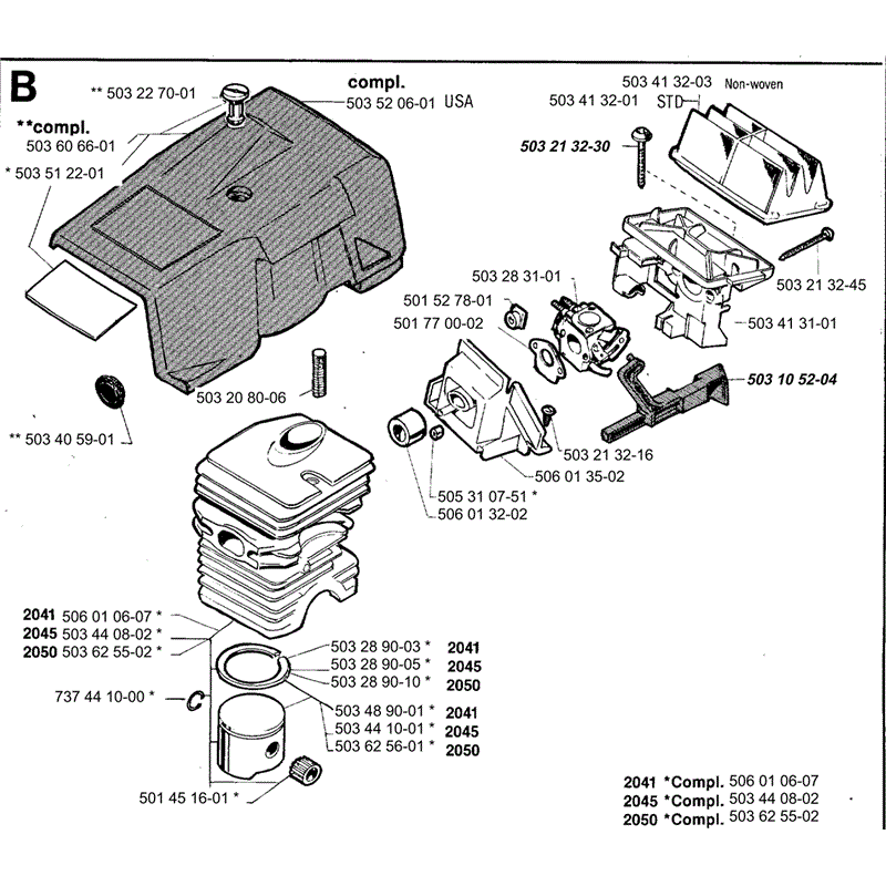 Jonsered 2045 (1994) Parts Diagram, Page 2