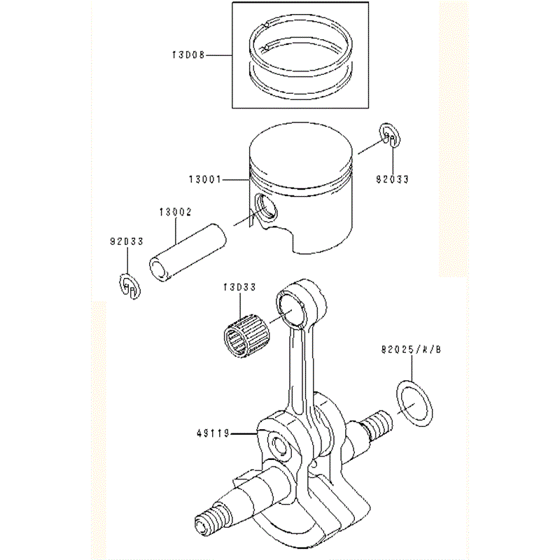 Kawasaki KBL34A (HA034F-AS51) Parts Diagram, PISTON/CRANKSHAFT