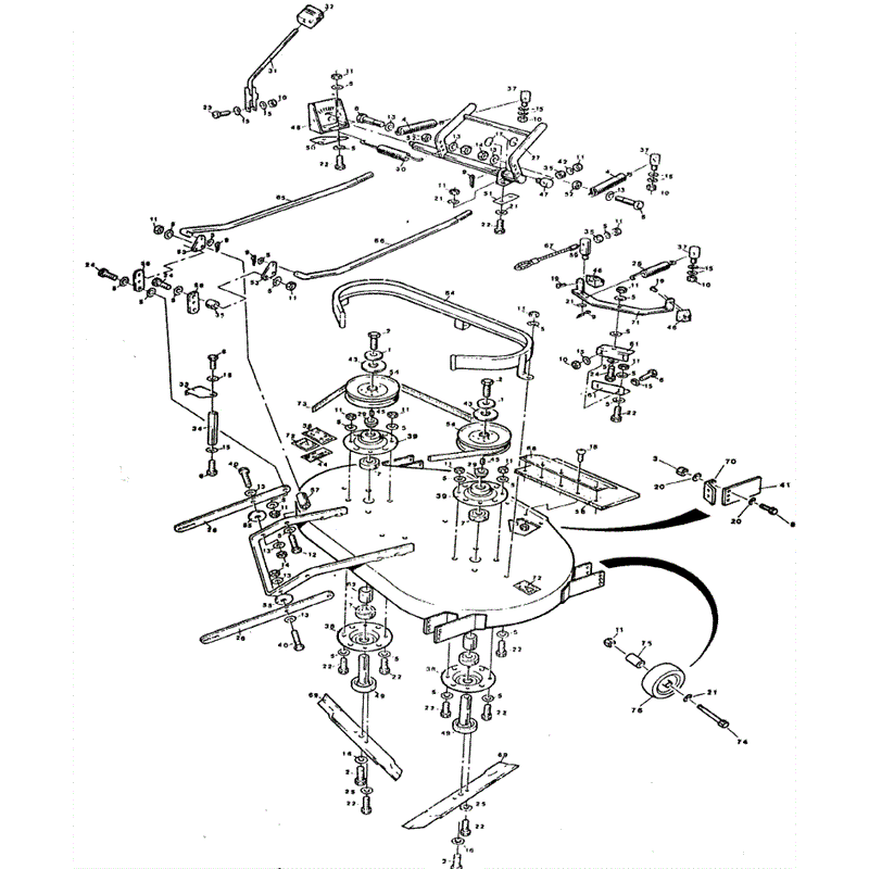 1993 S-T & D SERIES WESTWOOD TRACTORS	 (1993) Parts Diagram, 36" standard cutter deck