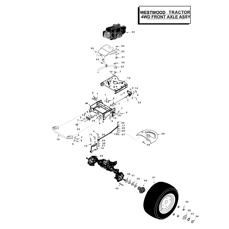 Westwood T Series 4WD Kawasaki 2010 (2010) Parts Diagram, Front Axle Assembly