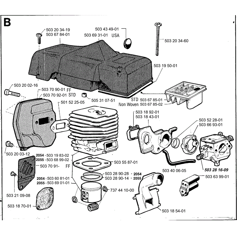 Jonsered 2054 (1994) Parts Diagram, Page 2