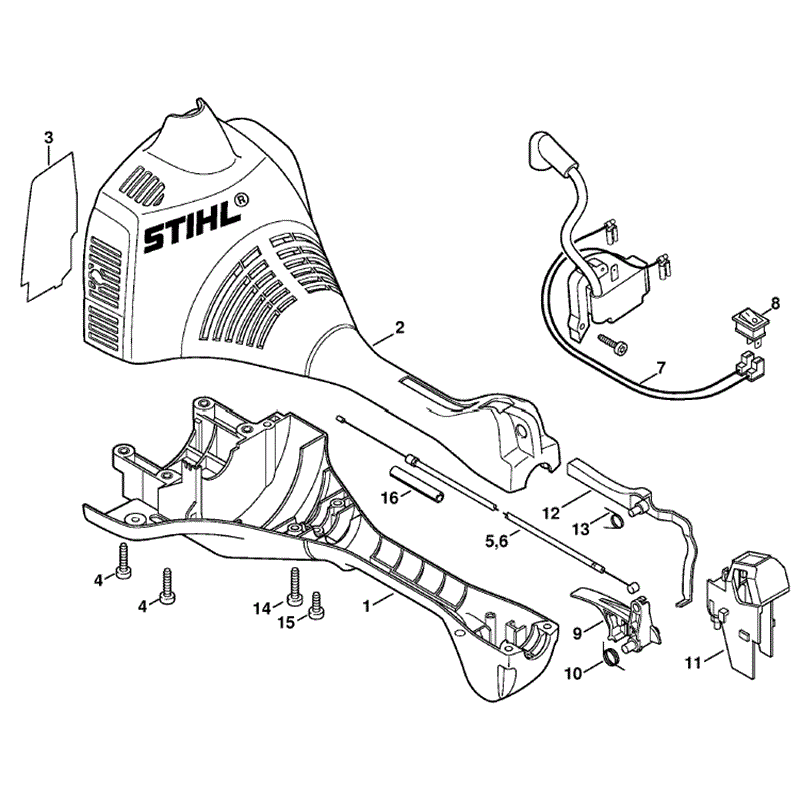 Stihl FS 45 Brushcutter (FS45-Z) Parts Diagram, Engine housing